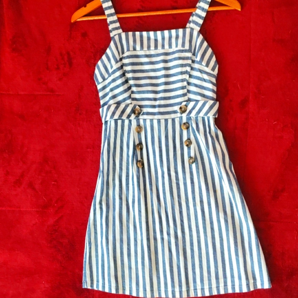 Stripped white and blue spring dress